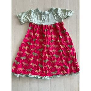 Kickee Pants Tiny Foxes Swing Dress Bamboo 12-18 months VGUC